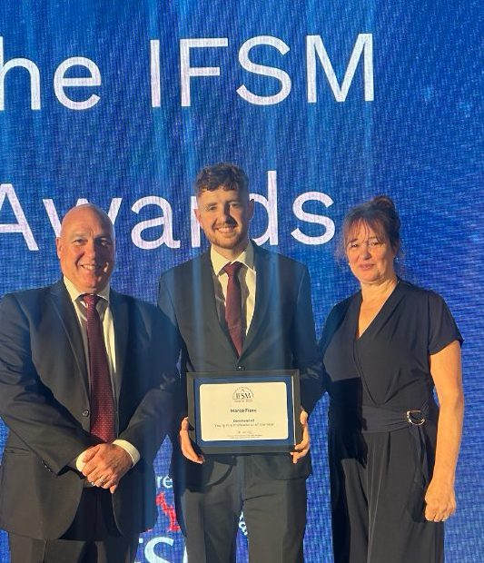 Marco Fiore receiving the IFSM Young Fire Professional commendation
